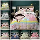 Chibi Maruko Doona Quilt Duvet Cover Set Pillowcase Single Double Queen Size Bed