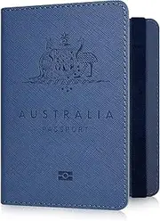 [YAVIV] Passport Holder for Women and Men, Premium Leather Travel Passport Wallet RFID Blocking Passport Cover, Blue