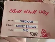 *Vintage* NIB-Bell Doll Wig ~ Precious 9”-10” Light Brown