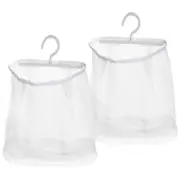 2 Pcs Storage Bag Mesh Laundry Portable Clothespin Basket Travel