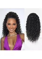 Black Ponytail Extension Curly Drawstring 18” Synthetic Curly Ponytail Hair