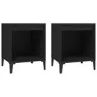 2x Bedside Tables Drawers Storage Side Lamp Cabinets Wooden Nightstand Black