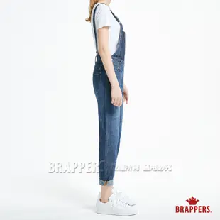 BRAPPERS 女款 Boy friend 系列-女用拼色吊帶八分褲-深藍