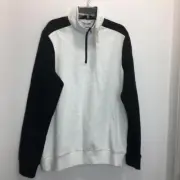 NEW Calvin Klein Mens White Black Sweatshirt S 1/4 Zip Soft Touch Fleece