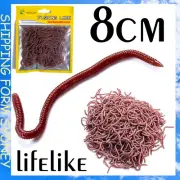 50PCS/Pack 8cm Soft Earthworm Fishing Bait Red Worm Lures Grub Simulation Tackle