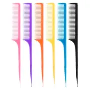 24 Pieces Plastic Rat Tail Combs Bulk for Hair Stylist Colored Teasing Combs Pin