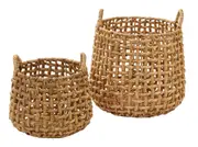 Amalfi Anguila Decorative Baskets Water Hyacinth Woven Storage Basket Set of 2
