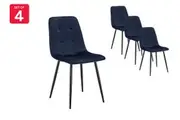 Set of 4 Shangri-La Dover Dining Chairs (Navy, Velvet)