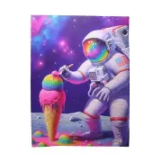 Velveteen Plush Blanket Astronaut Pink Spacesuit Eating Ice Cream Moon Landing