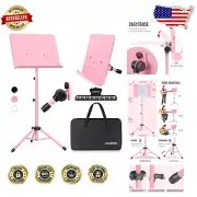Dual-Use Pink Music Stand: Portable & Adjustable for Books, Tablets, & Laptops
