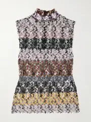 [Missoni] Missoni - Striped Metallic Crochet-knit Tank - IT40 IT 40 Metallic