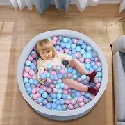 Foam Ball Pit with 300pcs Ocean Balls,Ball Pool Memory Round Soft Toy,Pool Softplay Playpen Fence Play Area Activity Centre Babyroom Decoration - 90x30cm…