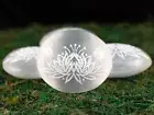 White SELENITE Crystal Palm Stone - Lotus Flower - Self Care, Healing, E2105