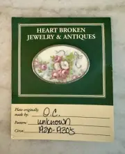 Vintage Brooch Pin 1920-1930s Heart Broken Plate