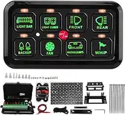 XTevu 8 Gang Car Switch Panel Automatic Dimmable LED Touch Control Panel Box for Truck ATV UTV Marine Boat SUV Caravan Circuit Control Relay Systems