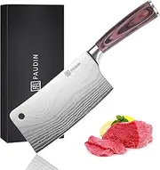 PAUDIN Cleaver Knife, Ultra Sharp Meat Cleaver 7 Inch, High Carbon Stainless Steel Butcher Knife with Wooden Handle, Chinese Cleaver for Meat Cutting Vegetable Slicing