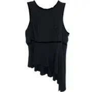 New Torrid Women's 3 Plus Size 3X Velvet Trim Asymmetrical Peplum Top Black NWT