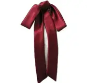 Ladies Long Pre Bow Tie Solid Color Bowtie for Women Red