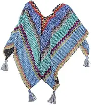 [VERDANVERSE] Vintage Pattern Poncho Cape Thickened Shawl Knitted Loose Coat for Women