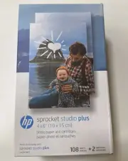 HP - Sprocket Studio Plus Semi-Gloss Photo Paper 4x6 with 108 Sheets and 2 Cart