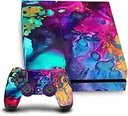 Official Mai Autumn Turquoise Wine Art Mix Vinyl Sticker Gaming Skin Decal Cover Compatible with Sony PlayStation 4 PS4 Console and DualShock 4 Controller Bundle