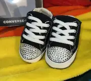 Sparkling Converse Baby Shoes ❤️Swarovski Embellishments! Baby Size 2