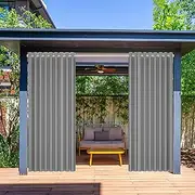 TRAGLO Outdoor Curtains for Patio Privacy Grommet Blackout Curtains Waterproof Thermal Insulated Drapes for Gazebo, Porch, Pergola, Cabana(2 Panel)(Gray,H223xW263 cm(Pack of 2))