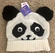 LIght Up Panda Beanie Hat Cap CLAIRE'S NEW Black White Eyes light up