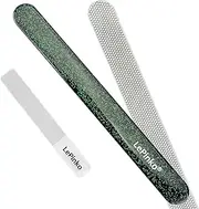 Long Lasting Nail File and Buffer Set, 1 Diamond Metal Nail File with 1 Nano Glass Nail Buffer, Professional Manicure Tools Kit for Home and Salon Use