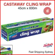 6x Cling Wrap Dispenser Castaway Slide Cutter Holder Plastic Film 600m x 45cm