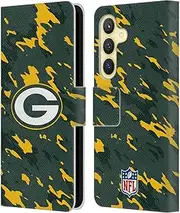 Head Case Designs Officially Licensed NFL Camou Green Bay Packers Logo Leather Book Wallet Case Cover Compatible with Samsung Galaxy S24 5G
