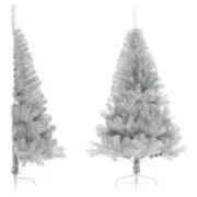 NNEVL Artificial Half Christmas Tree with Stand Silver 180 cm PET