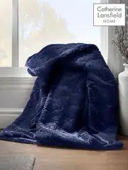 Catherine Lansfield Blue Teddy Cosy and Soft Diamond Fleece Throw (C47373) | $62