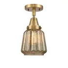 Innovations Chatham 1 Light 6" Flush, BB/Mercury,Ribbed - 447-1C-BB-G146