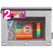 Forvencer Zippered Pencil Pouches for 3 Ring Binder, 2 Zippered Pockets, Gray