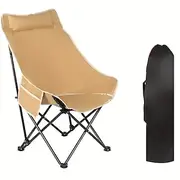 Portable High-Back Moon Chair - Foldable Stainless Steel Frame for Outdoor Leisure