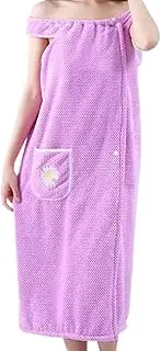 [Generic] Towel Robe for Women After Shower,Body Shower Robe Bath Towel Wearable | Quick Dry Coral Fleece Bathrobe with Pocket for Home Spa Travel