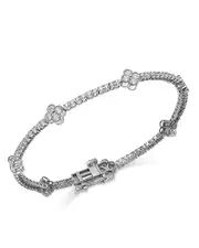 Bloomingdale's Fine Collection Diamond Clover Station Bracelet in 14K White Gold, 1.0 tcw