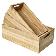 Set of 3 Wooden Boxes for Storage – Small Wooden Crates for Display and