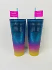 2 Starbucks 2023 Pride Rainbow 24oz Venti Tim Singleton Grid Design Cups LOT NWT