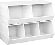 Keezi Kids Toy Box, Children Toys Storage Organiser Furniture Multifunctional Activity Play Living Room Bedroom Decor, MDF Stackable Construction White