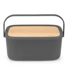 100% Genuine! BRABANTIA Nic Bread Bin with Bamboo Lid/Board Dark Grey! RRP $210!
