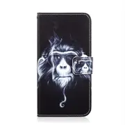 Chimpanzee Pattern Colored Drawing Horizontal Flip Leather Case for Galaxy S10PLUS, with Holder & Card Slots & Wallet & Lanyard