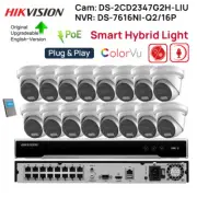Hikvision 16CH 4K NVR CCTV System 4MP IP Camera ColorVu+IR MIC Hybrid Light POE