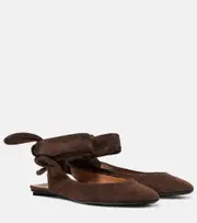 [The Attico] The Attico Cloe suede slingback flats AU 6 brown