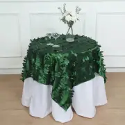 54" x 54" GREEN Taffeta Square TABLECLOTH 3D Leaves Petals Design Party
