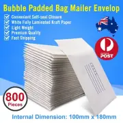 800 Pcs 100x180mm Bubble Padded Bag Mailer White Printed Kraft Cushion Envelope