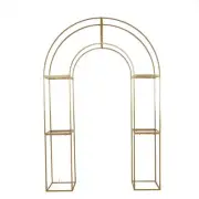 3D Gold Metal Wedding Arch Backdrop Stand with Round Top Wedding Events Party