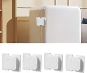 4 Pack Child Proof Refrigerator Lock - Techoln Fridge Locks for Kids with Sticky Adhesive Pads, Child Proof Cabinet Locks, Oven Lock Child Safety, Mini Fridge Lock, Freezer Lock (Rectangular)