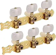 Tuning Pegs Keys, 2Pcs Classical Guitar String Machine Heads Easy to Install Metal Tuners Set Guitar Tuners Machine Heads with White Pearl Buttons for Classical Guitar